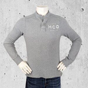 Vintage Y2K Hollister Henley Shirt Size Medium Embroidered Logo